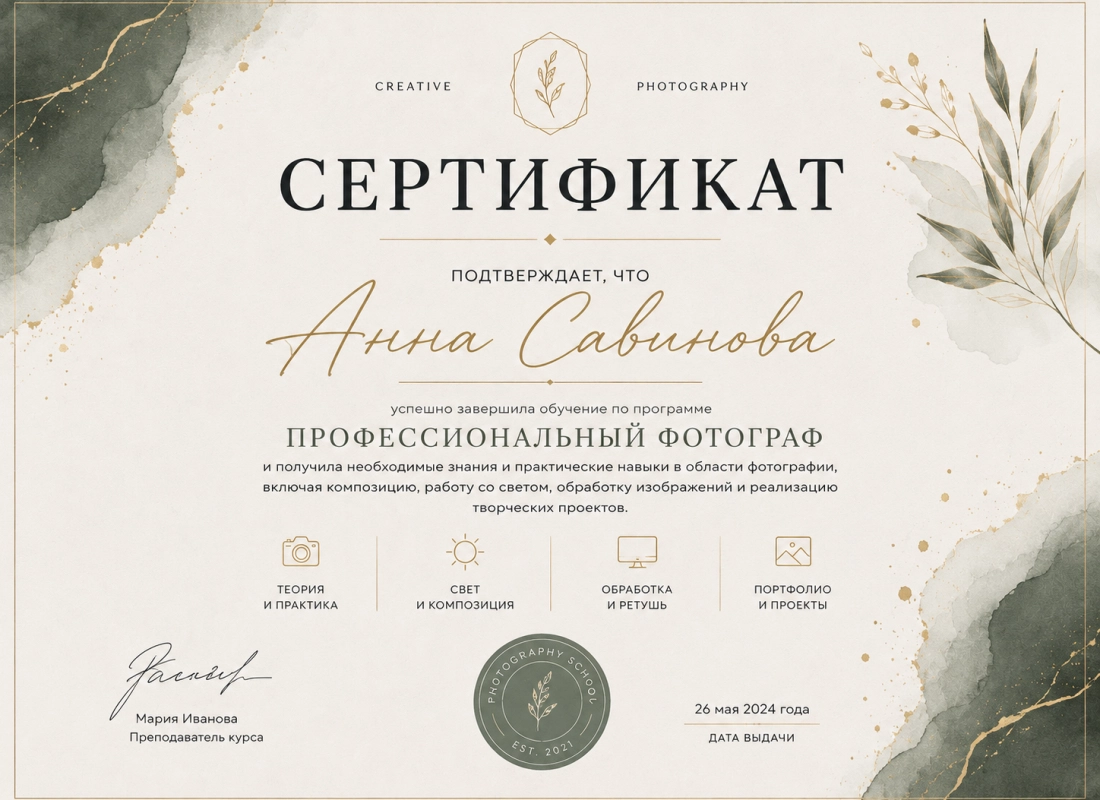 Сертификат об окончании курса